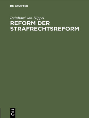 cover image of Reform der Strafrechtsreform